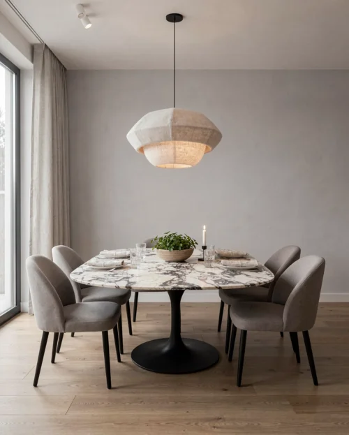 Calacatta Viola Marble Tulip Oval Dining Table — Calacatta Viola Marble natural stone Dining Table (hero view), Gladystone handcrafted