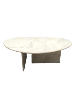 Calaeatta White Calacatta White Marble Organic Egg Shape Coffee Table — Calacatta White Marble natural stone Coffee Table (hero view), Gladystone handcrafted