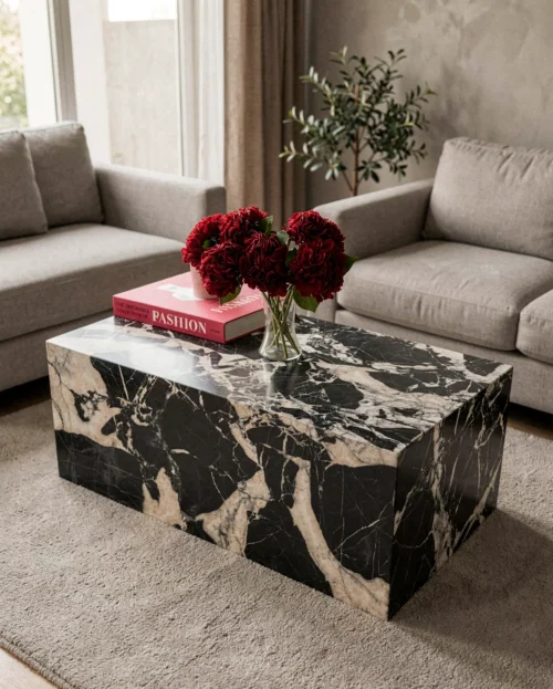 grand-antique-marble-rectangle-plinth-coffee-table-1 Grand Antique Marble Rectangle Plinth Coffee Table — Grand Antique Marble natural stone Coffee Table (hero view), Gladystone handcrafted