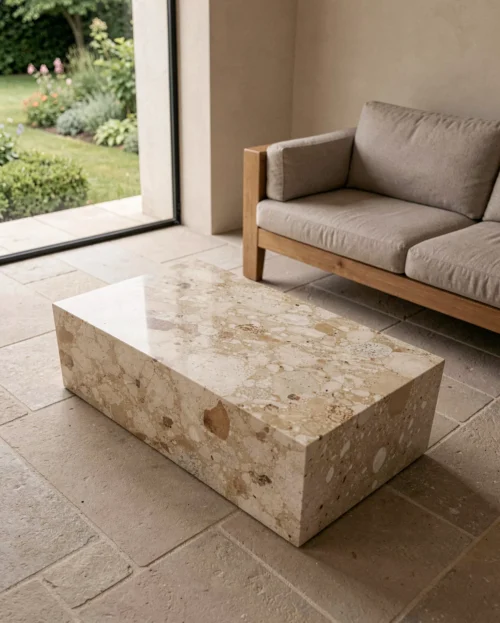 kunis-breccia-marble-rectangle-plinth-coffee-table-1 Kunis Breccia Marble Rectangle Plinth Coffee Table — Kunis Breccia natural stone Coffee Table (hero view), Gladystone handcrafted