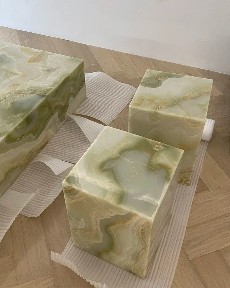 Marble Green Onyx Plinth Coffee Table — Green Onyx natural stone Coffee Table (product view), Gladystone handcrafted