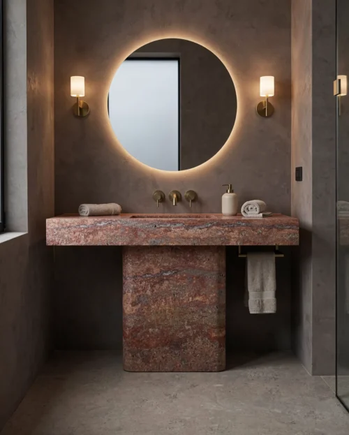 marble-smooth-vanity-with-single-sink-1 Marble Smooth Vanity with Single Sink — Marble natural stone Bathroom Cabinet (hero view), Gladystone handcrafted