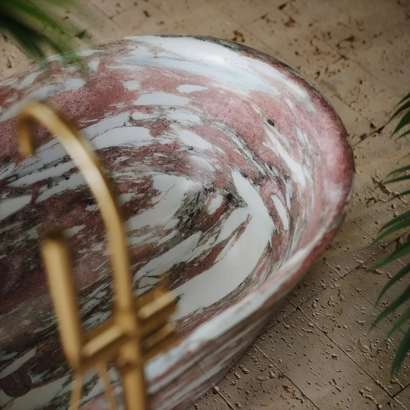 Norwegian Rose Marble Bathtub — Norwegian Rose Marble natural stone Bathtubs (product view), Gladystone handcrafted