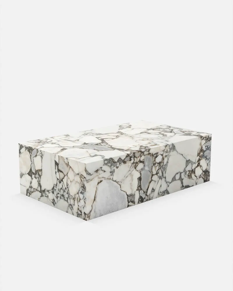 Ocean Storm Marble Rectangle Plinth Coffee Table — Ocean Storm Marble natural stone Coffee Table (product view), Gladystone handcrafted