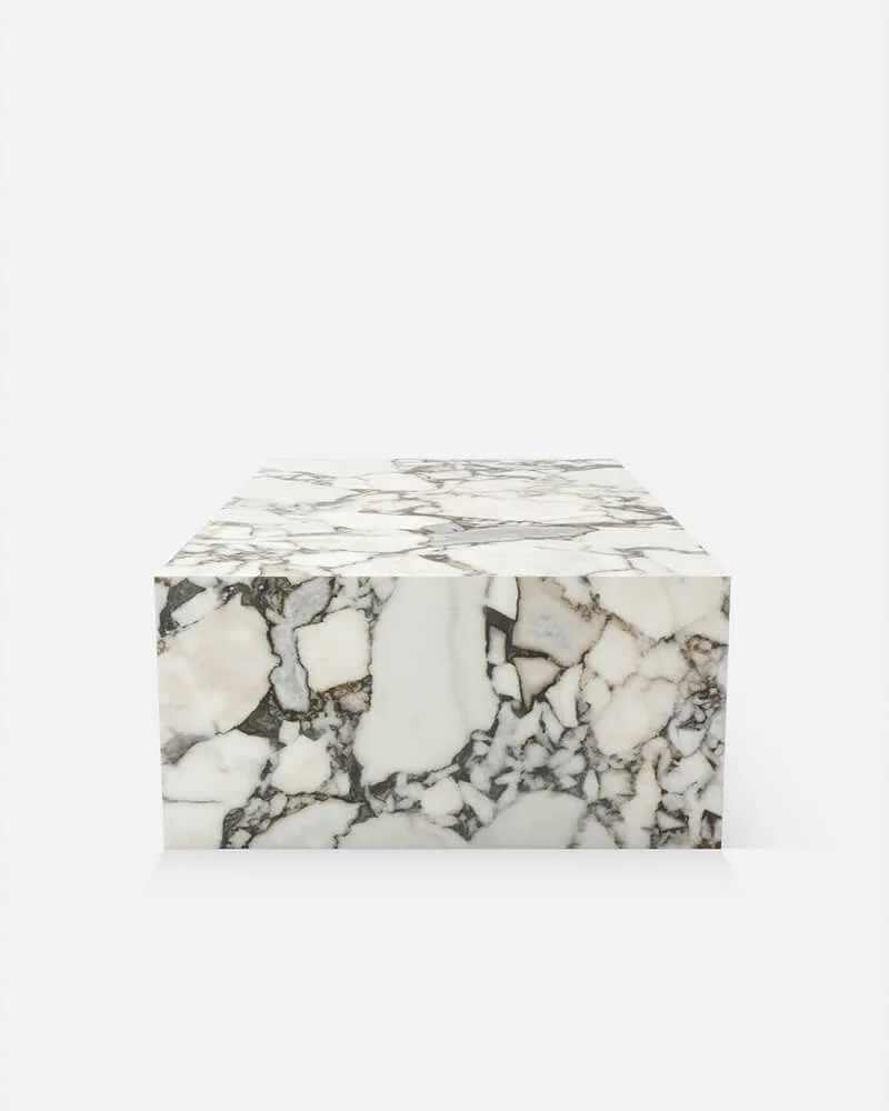 Ocean Storm Marble Rectangle Plinth Coffee Table — Ocean Storm Marble natural stone Coffee Table (product view), Gladystone handcrafted