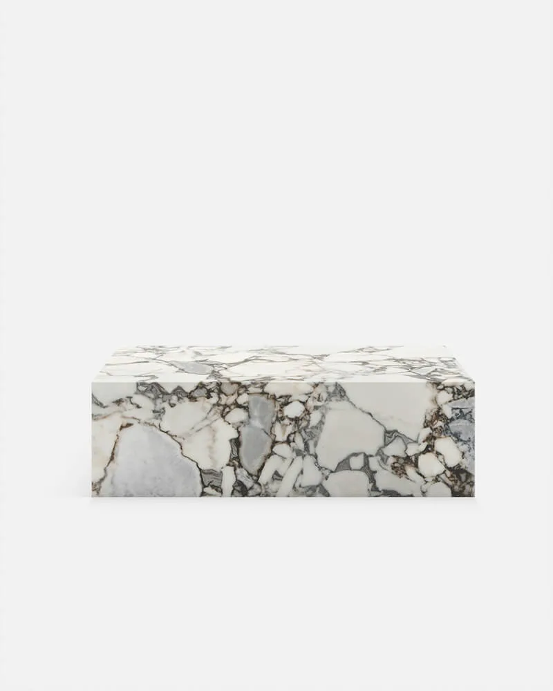 Ocean Storm Marble Rectangle Plinth Coffee Table — Ocean Storm Marble natural stone Coffee Table (product view), Gladystone handcrafted