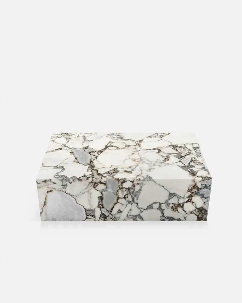 Ocean Storm Marble Rectangle Plinth Coffee Table — Ocean Storm Marble natural stone Coffee Table (product view), Gladystone handcrafted