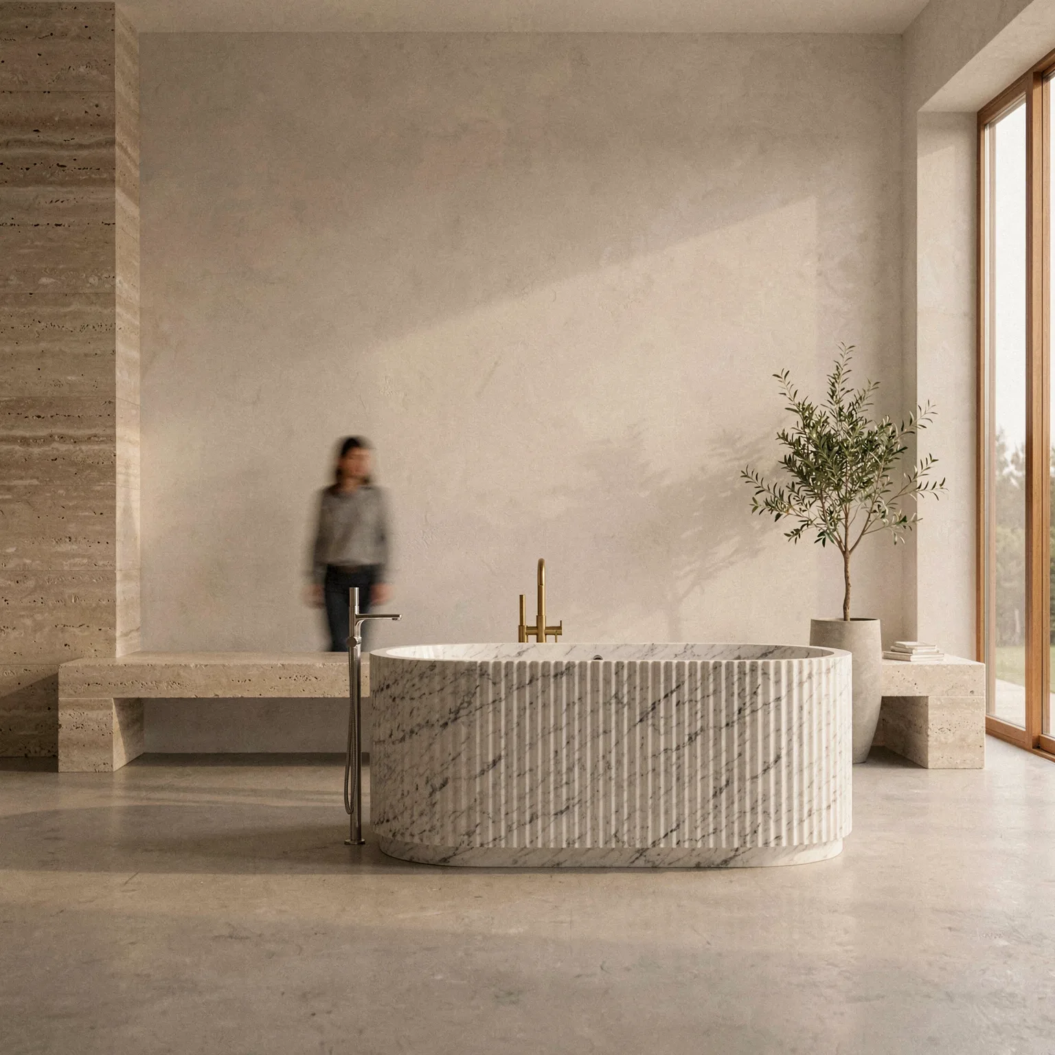 Statuario Marble Luxury Bathtub — Statuario Marble natural stone Bathtubs (hero view), Gladystone handcrafted