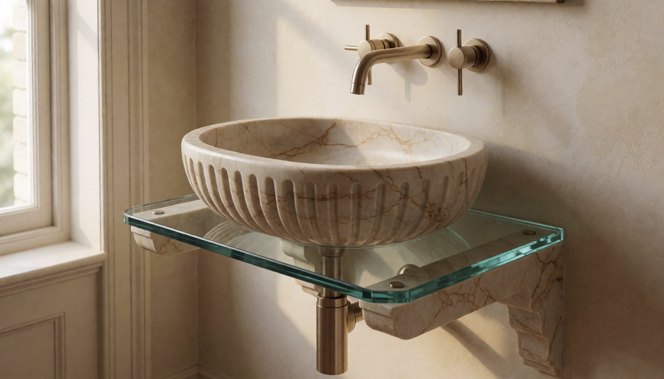 How to Style a Marble Vessel Sink in a Powder Room - natural stone decor scene 1