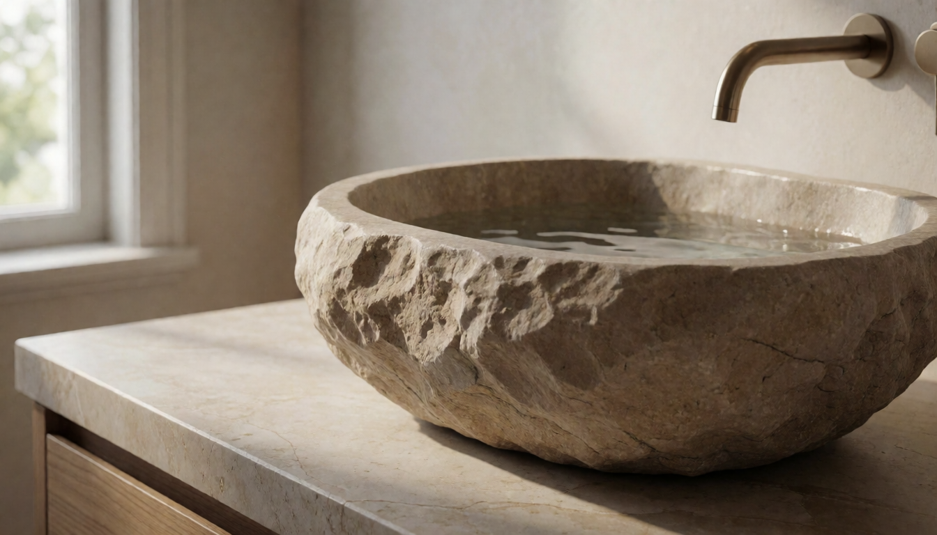 How to Style a Marble Vessel Sink in a Powder Room - natural stone decor scene 2