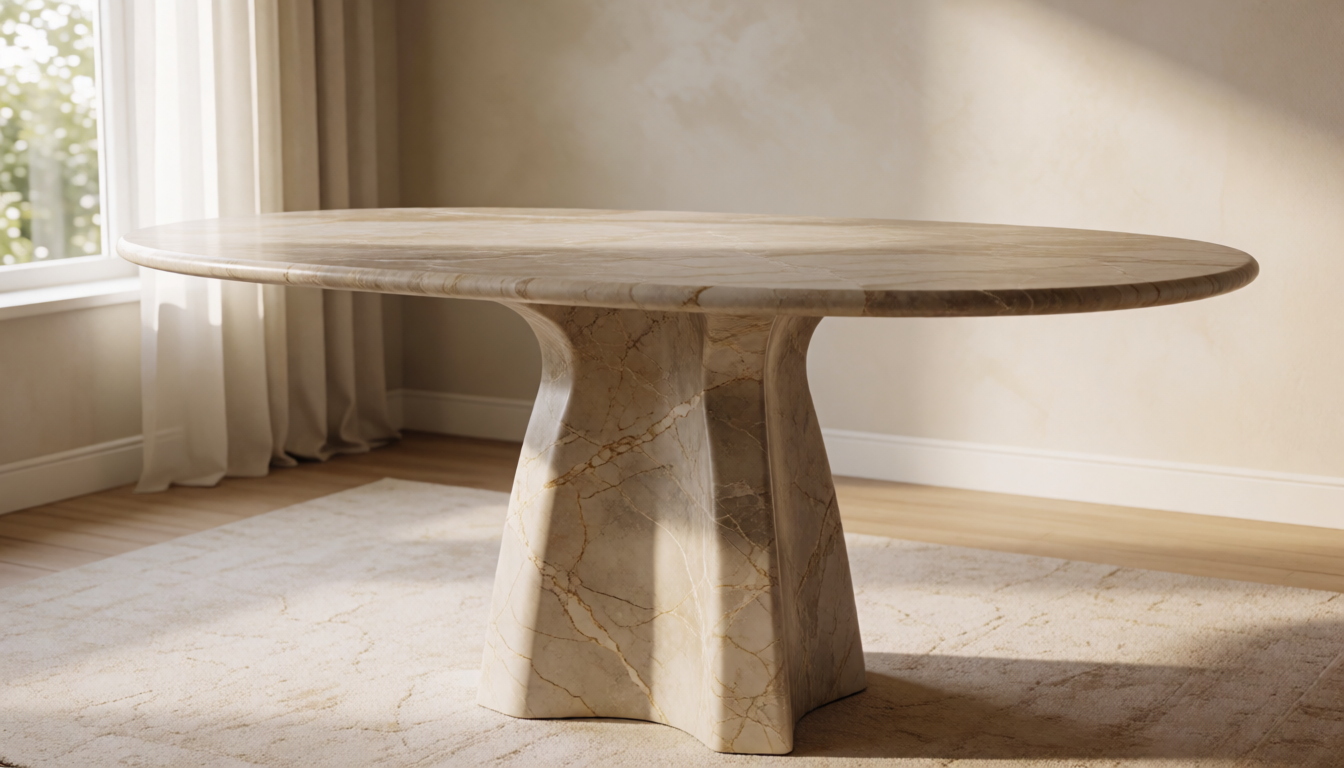 Marble Dining Table Base: Pedestal vs Four-Leg - natural stone decor scene 1
