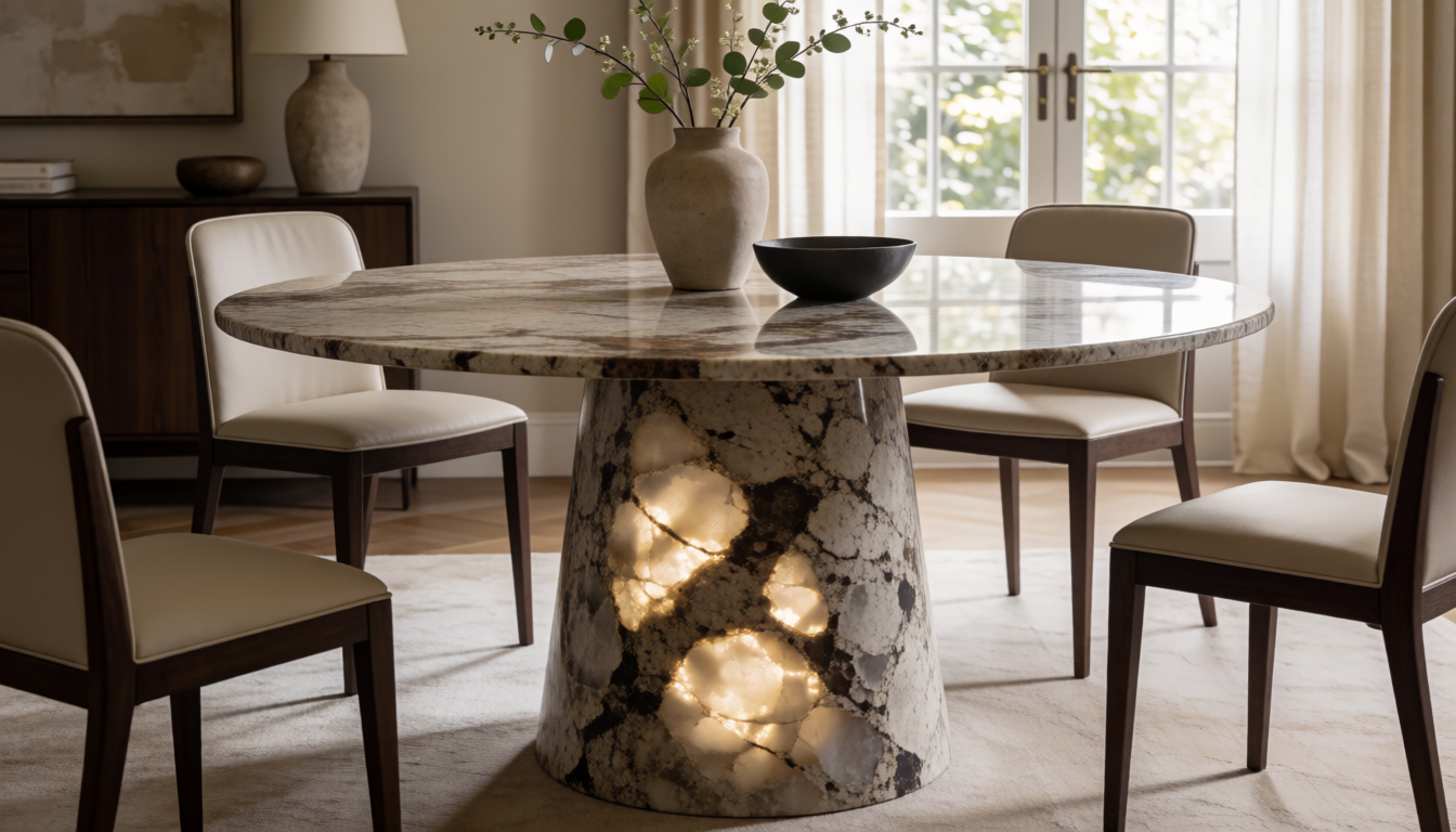 Marble Dining Table Base: Pedestal vs Four-Leg - natural stone decor scene 3