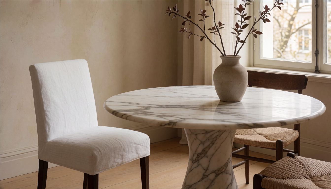 Marble Dining Table Sizes: Seating 4, 6, 8 and Custom - natural stone decor scene 1