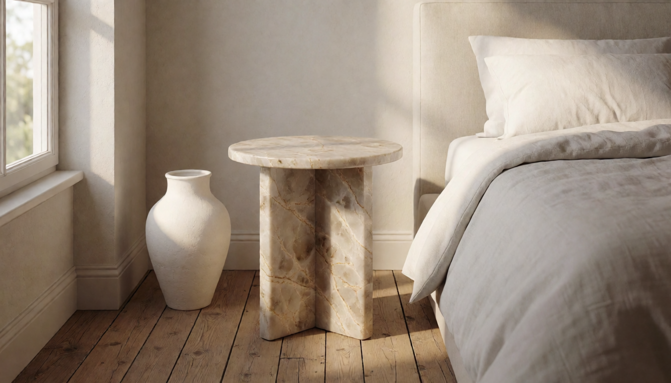 Natural Stone Side Table: Why Solid Stone Beats Resin - natural stone decor scene 3