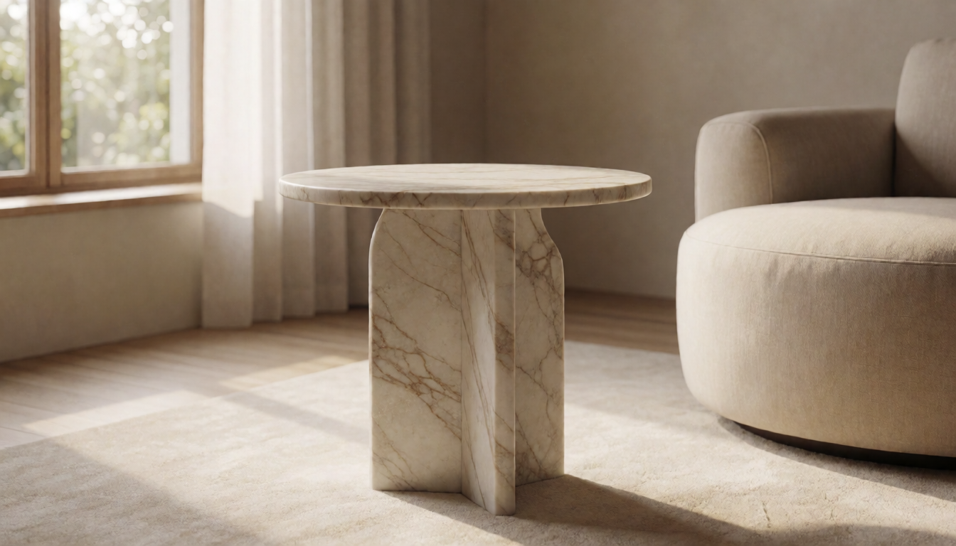 Round Marble Side Table: The Soft Accent Piece - natural stone decor scene 1