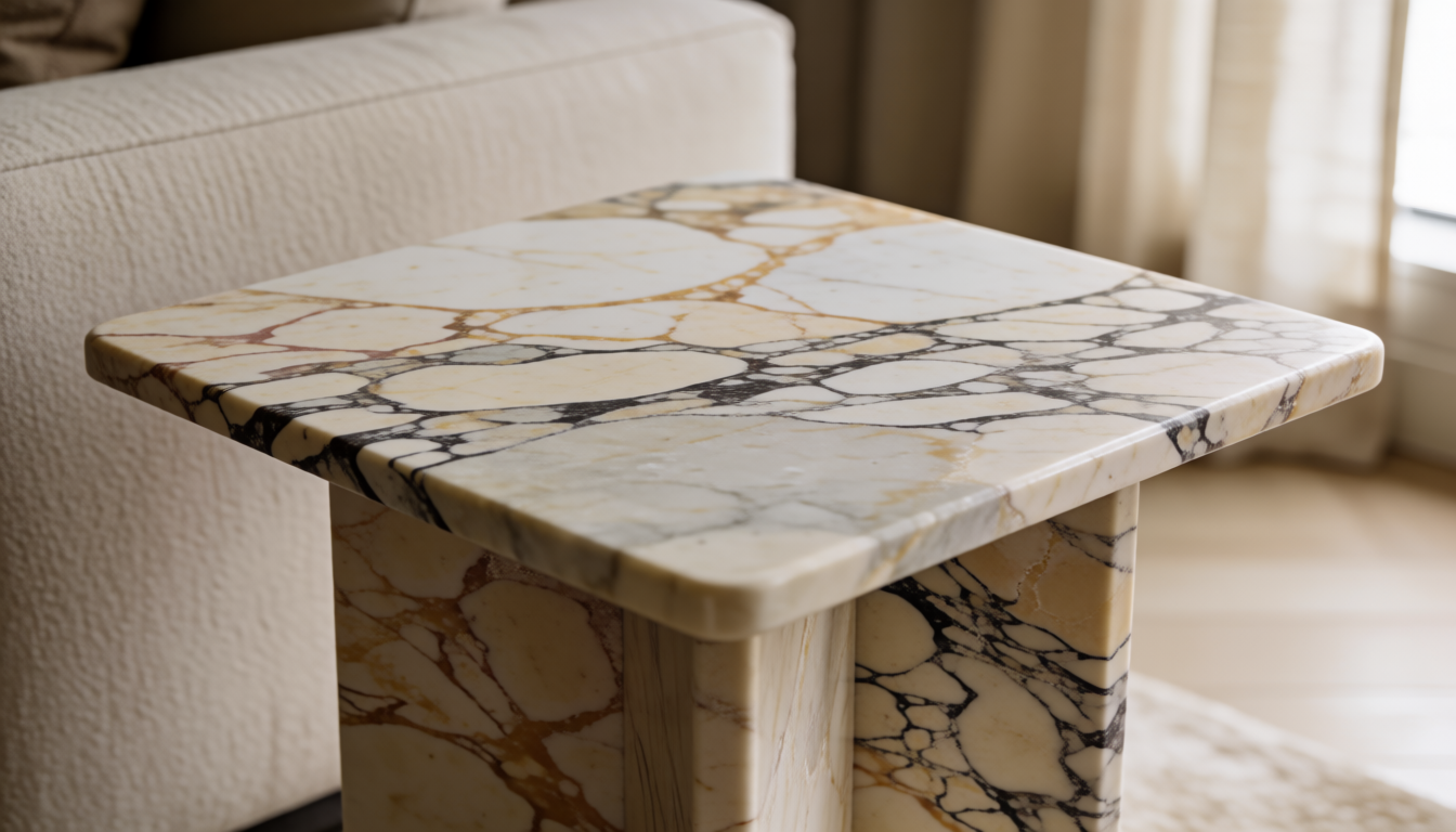 Square Marble Side Table for Crisp Modern Lines - natural stone decor scene 3