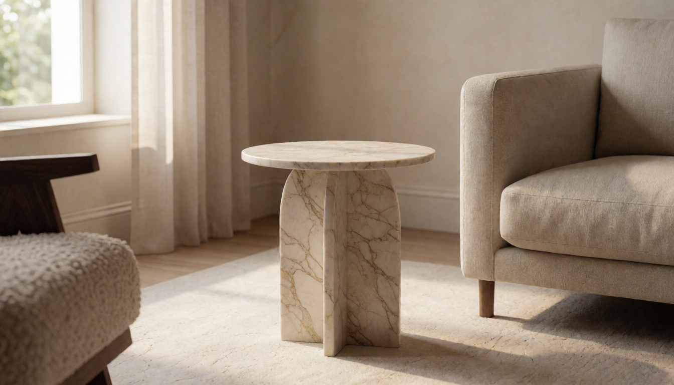 Marble Side Table Height: Standard and Custom - natural stone decor scene 1