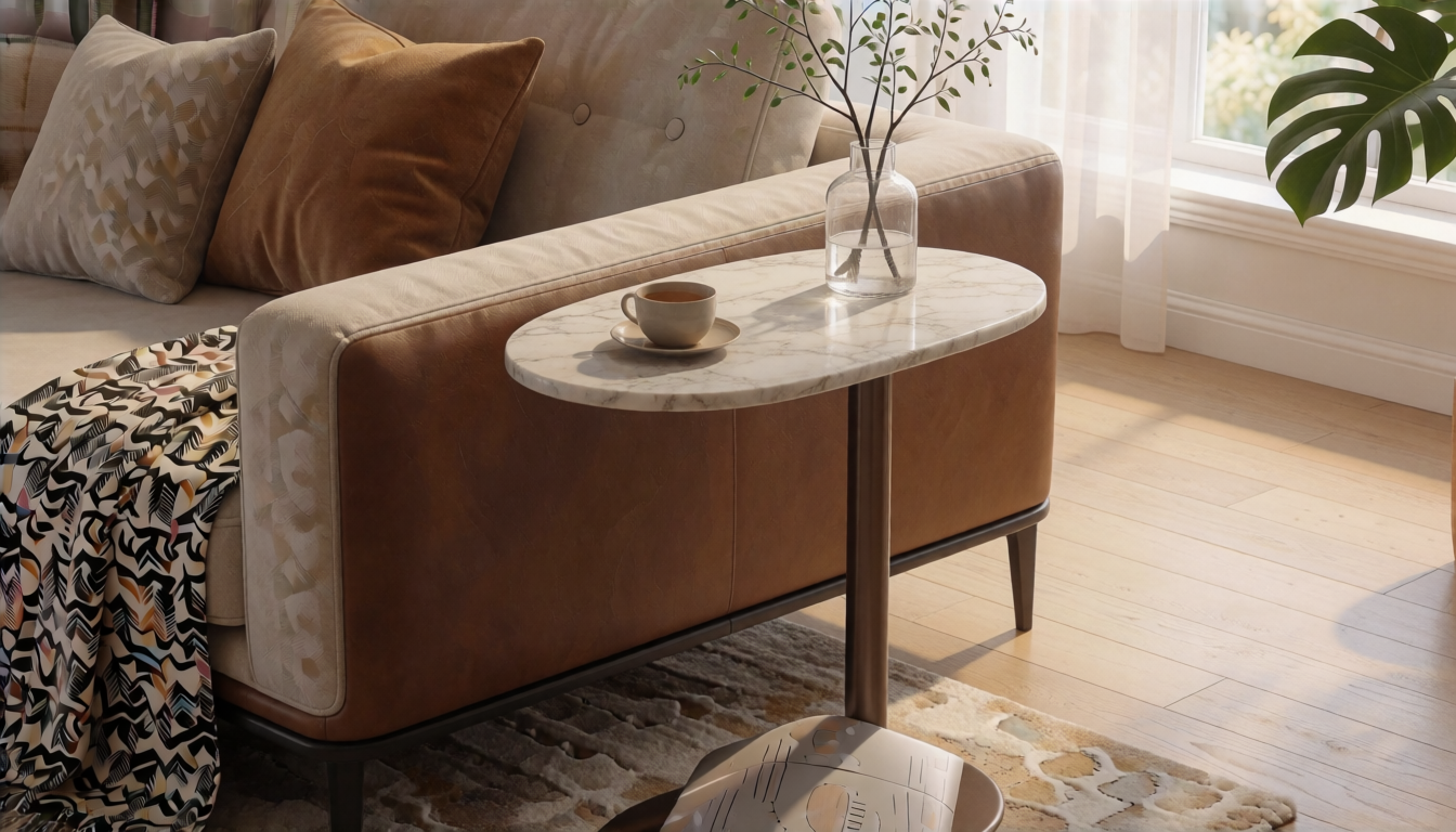 Marble Side Table Height: Standard and Custom - natural stone decor scene 3
